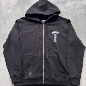 Black Chrome Heart Zip Up Hoodie